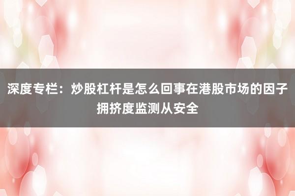 深度专栏:炒股杠杆是怎么回事在港股市场的因子拥挤度监测从安全